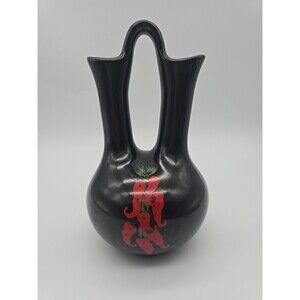 Ceramic Native American Wedding Vase with Red Chili Peppers